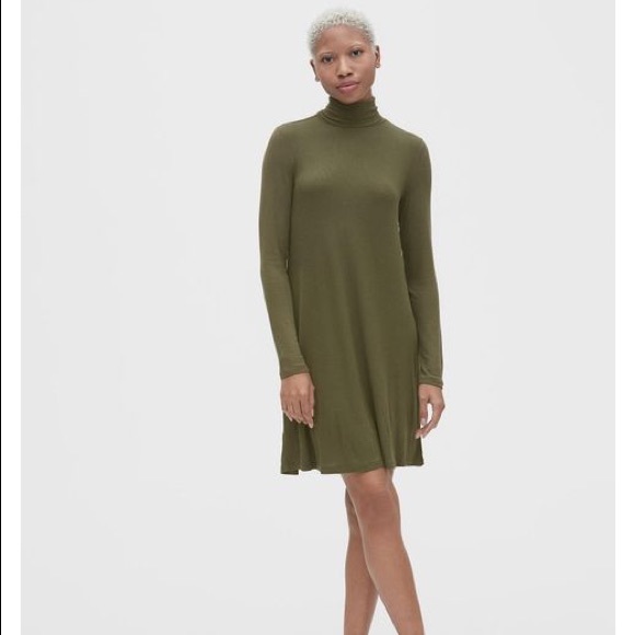 olive green turtleneck dress